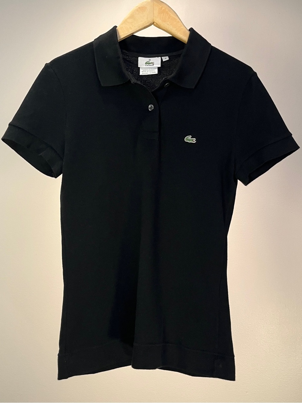 Lacoste Made in France Cotton Pique Polo Black 38 US M